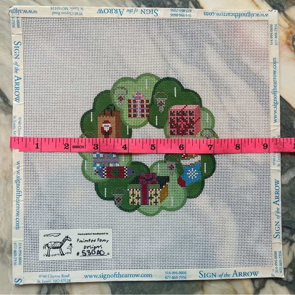 Painted Pony Designs Festive Christmas Presents Wreath Needlepoint Canvas #530AO - Picture 2 of 4